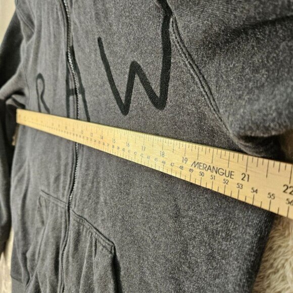 G-Star Raw Hoodie Big Logo Spellout Gray Full Zip Long Sleeve Sweatshirt Men's M - Picture 3 of 10